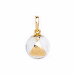 Anhänger aus klarem Bergkristall mit goldenem Dreieck und Diamant, Entstörungskugel der Edelsteinfee®, edler spiritueller Schmuck für Balance und Bewusstsein.